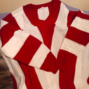 Red and White Striped Women's Sweater